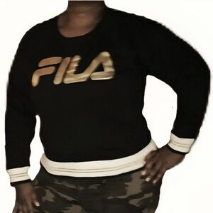 Fila Black Sweatshirt with Gold Logo